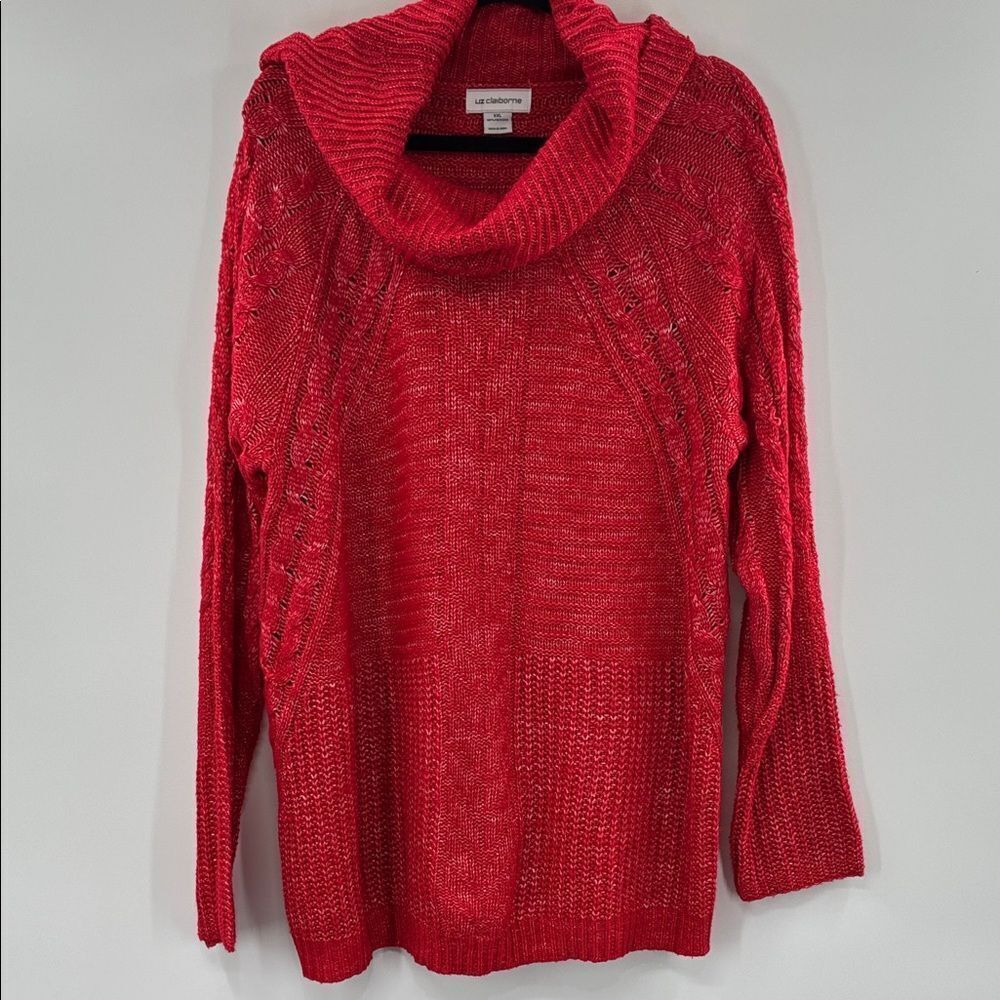 3For$20 Liz Claiborne Vibrant Red Cowl Neck Sweater size XXL